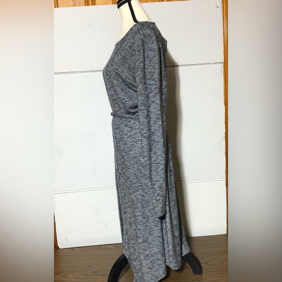 SIMPLY VERA size Large Vera Wang Gray LONG SLEEVE Dress cloth tie belt. - Picture 4 of 10